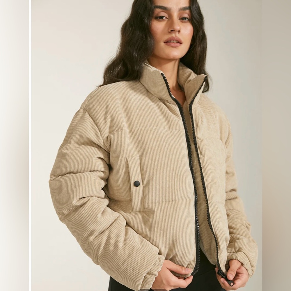 Cropped Funnel Neck Puffer Jacket